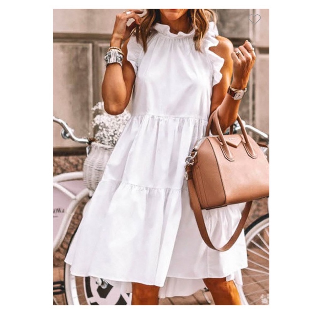 White Ruffled Detailed Dress - Picture 2 of 5
